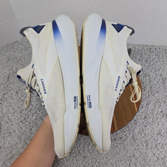 Brooks Glycerin StealthFit 21 White Marshmallow Blue Gym Running Shoe Mens 13 D - Picture 8 of 13